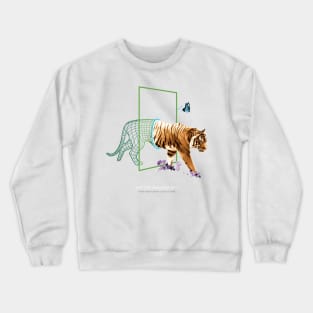 Tiger walks through a Warp Portal Crewneck Sweatshirt